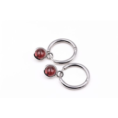 Garnet circle earrings