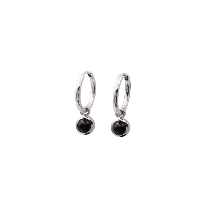 Black onyx hoop earrings