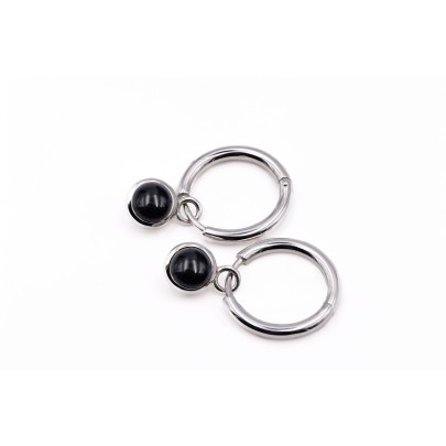 Black onyx hoop earrings