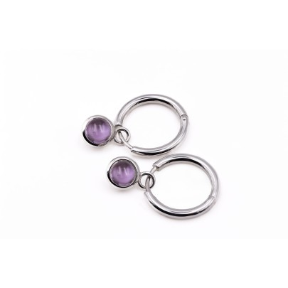 Amethyst quartz hoop earrings